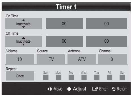 SAMSUNG LE32C450E1W - Setting the On / Off Timer - 1