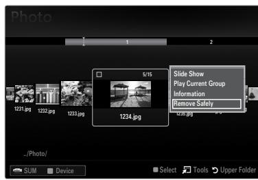SAMSUNG LE40B551A6P - Removing a USB Memory Device Safely - 1