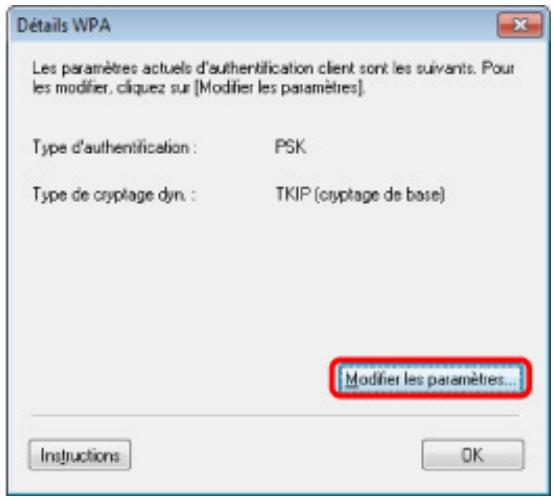 CANON MG5450 - Modification des paramètres détaillés WPA ou WPA2 - 1