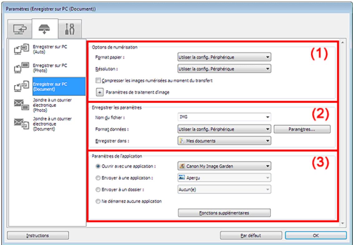 CANON MG5450 - Boîte de dialogue Paramètres (Enregistrer sur PC (Document)) - 1