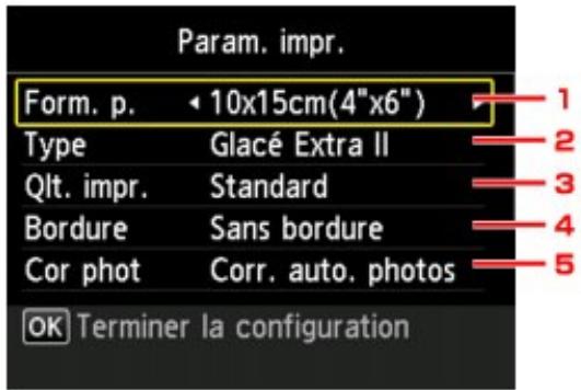 CANON MG5450 - Éléments de paramètre - 1