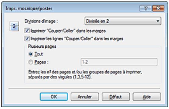 CANON MG5450 - Indiquez le nombre de divisions d'image et les pages à imprimer. - 1
