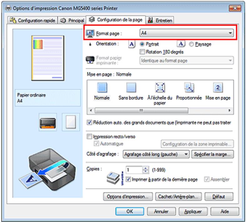 CANON MG5450 - Définition d'un format page et d'une orientation - 1
