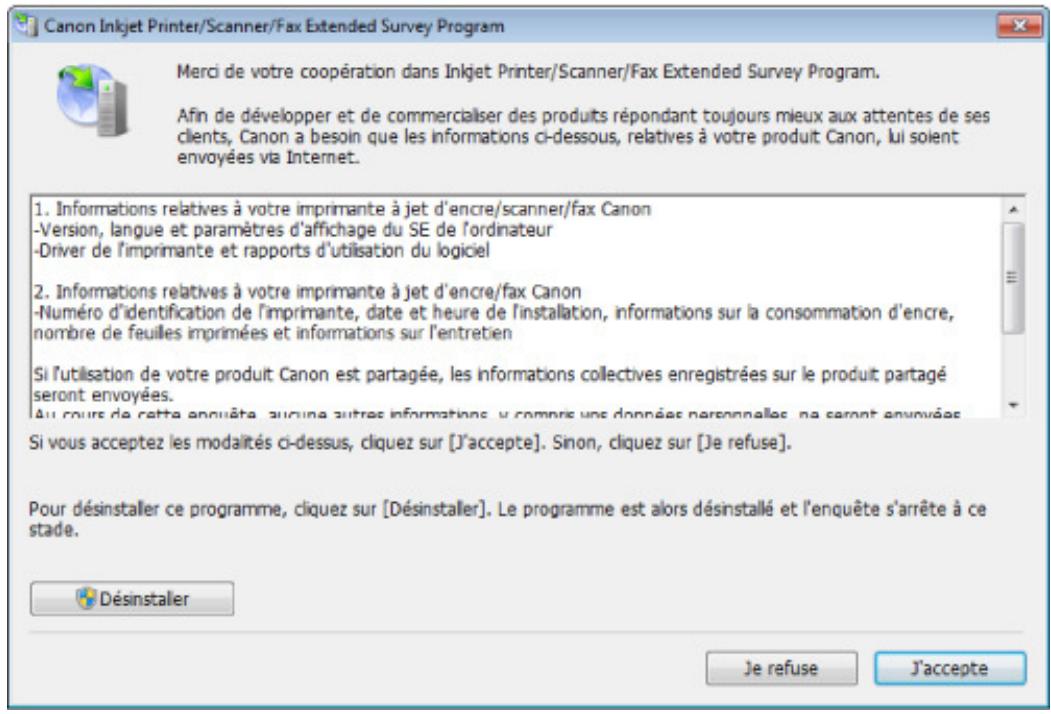 CANON MG5450 - L'écran Inkjet Printer/Scanner/Fax Extended Survey Program s'affiche - 1