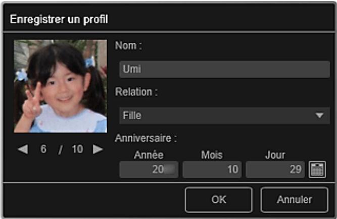 CANON MG5450 - Définissez Nom, Relation et Anniversaire. - 1