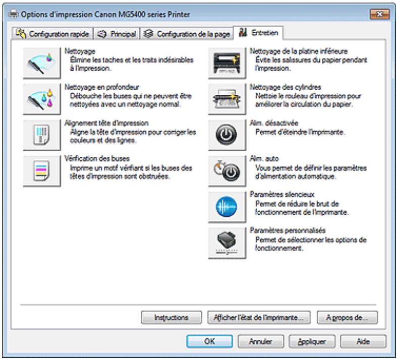 CANON MG5450 - Onglet Entretien - 1