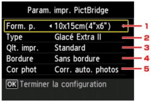 CANON MG5450 - Écran Param. impr. PictBridge - 1