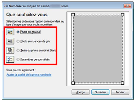 CANON MG5450 - Sélectionnez un type d'image selon l'élément à numériser. - 1