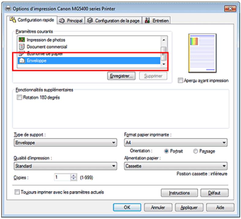 CANON MG5450 - Configuration de l'impression des enveloppes - 1