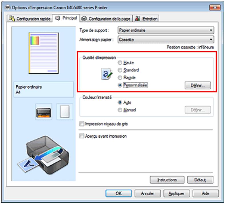 CANON MG5450 - Définition d'un niveau de qualité d'impression (Personnalisé) - 1