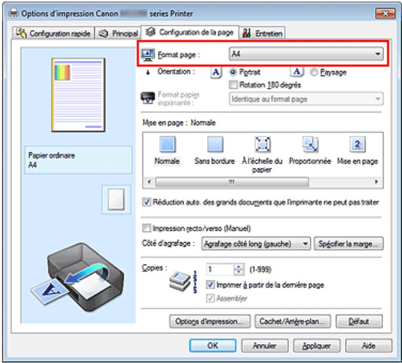 CANON PIXMA MG2255 - Définition d'un format page et d'une orientation - 1