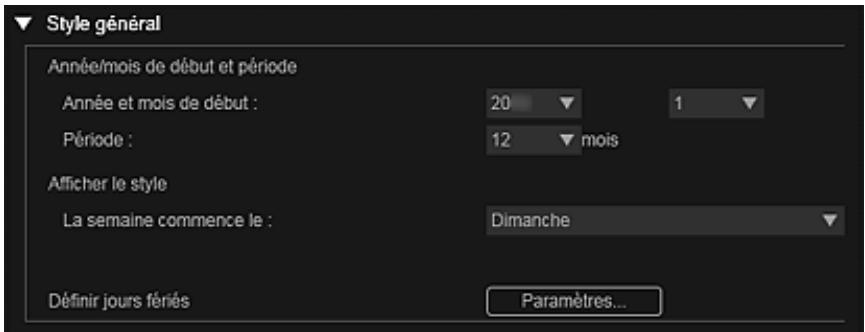 CANON PIXMA MG2255 - Boîte de dialogue paramètres avancés (calendrier) - 2