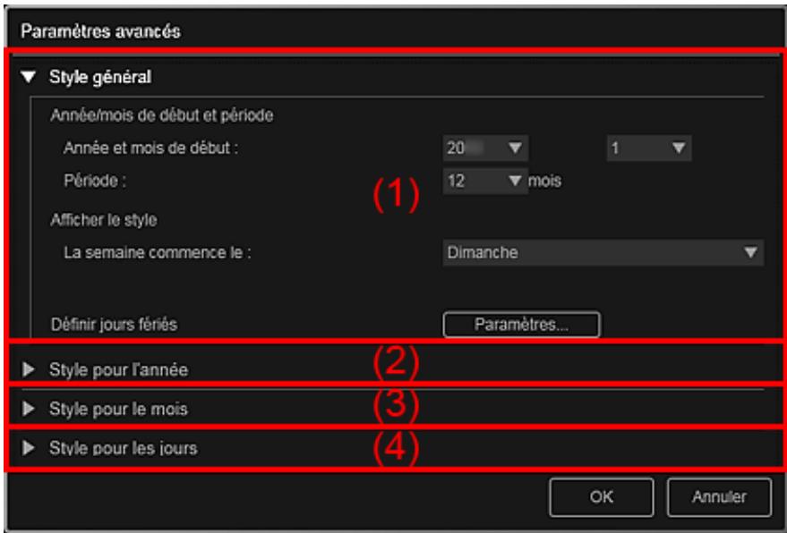 CANON PIXMA MG2255 - Boîte de dialogue paramètres avancés (calendrier) - 1