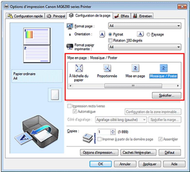 CANON PIXMA MG6250 - Configuration de l'impression mosaic/poster - 1
