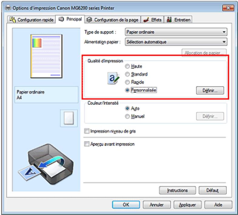 CANON PIXMA MG6250 - Définition du niveau de qualité d'impression (personnalisé) - 1