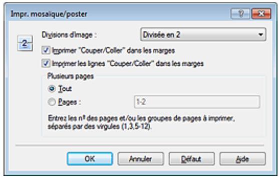 CANON PIXMA MG6250 - Indiquez le nombre de divisions d'image et les pages à imprimer. - 1