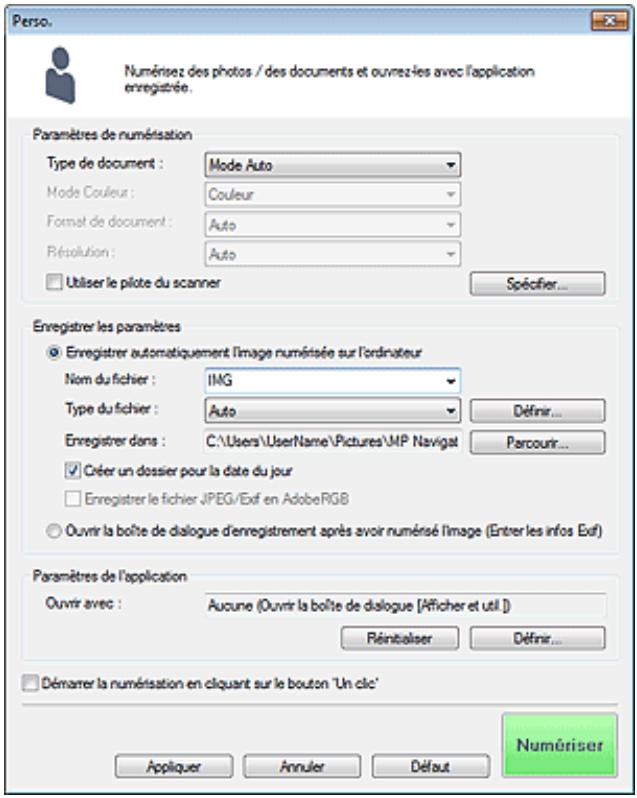 CANON PIXMA MG6250 - Boîte de dialogue personnalisée - 1