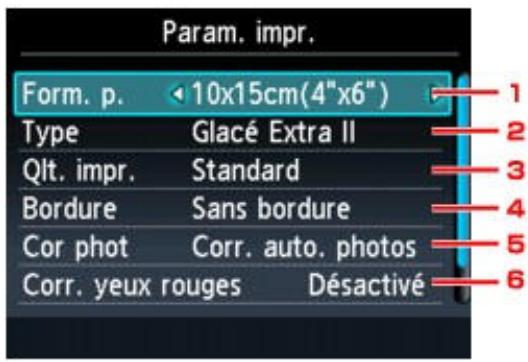 CANON PIXMA MG6250 - Éléments de paramètre - 1