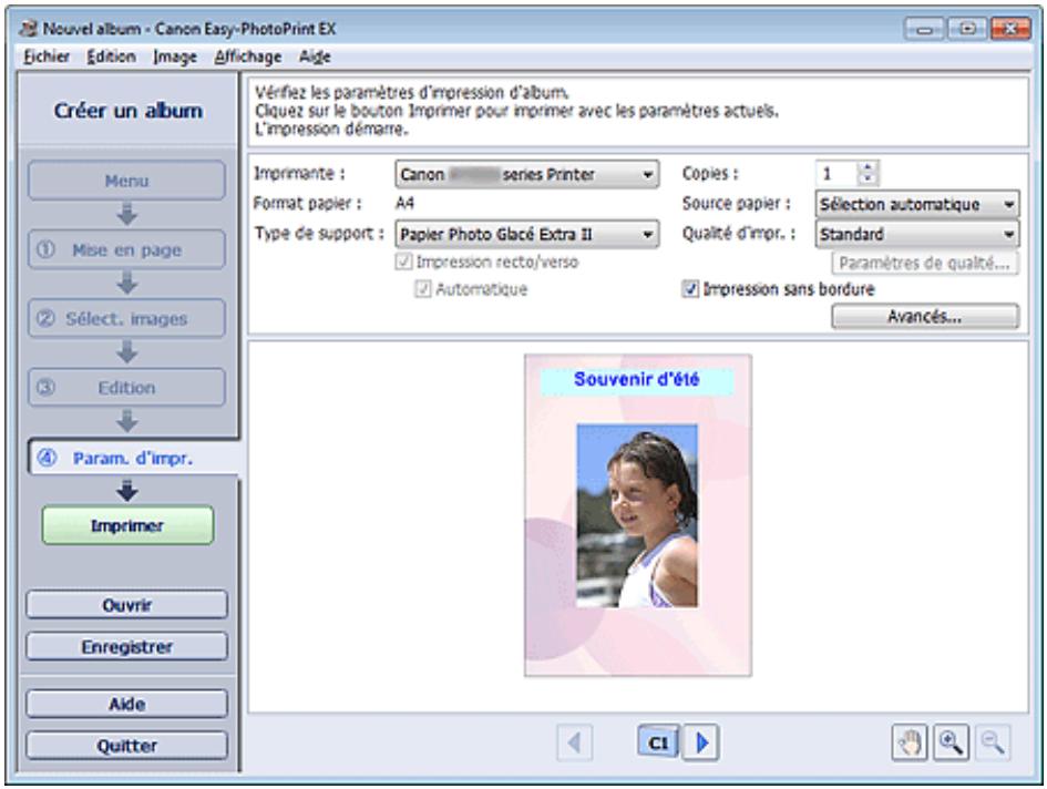 CANON PIXMA MG6250 - Cliquez sur param. d'impr. dans la zone des étapes sur le côté gauche de l'écran. - 1