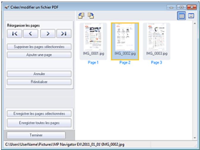 CANON PIXMA MG6250 - Fenêtre créer/modifier un fichier PDF - 1