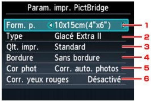 CANON PIXMA MG6250 - Écran param. impr. PictBridge - 1