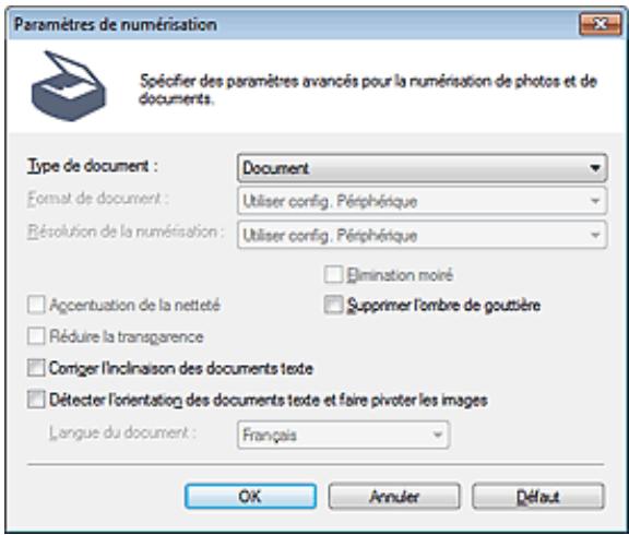 CANON PIXMA MG6250 - Boîte de dialogue paramètres de numérisation (paramètres de boutons de scanner) - 1