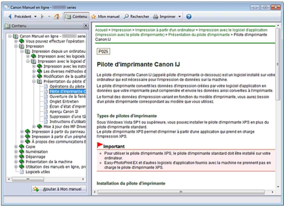 CANON PIXMA MG6250 - Utilisation du volet contenu - 1