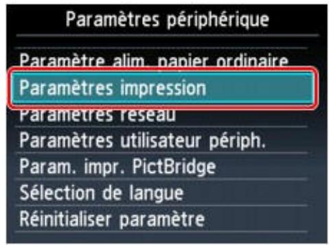 CANON PIXMA MG6250 - Modification des paramètres de la machine à partir de l'écran LCD - 3