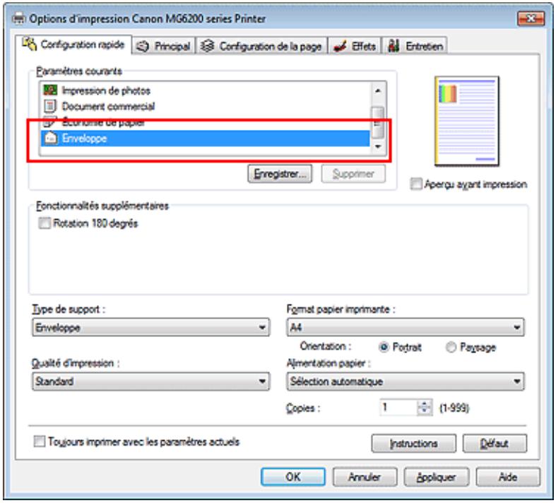 CANON PIXMA MG6250 - Configuration de l'impression des enveloppes - 1