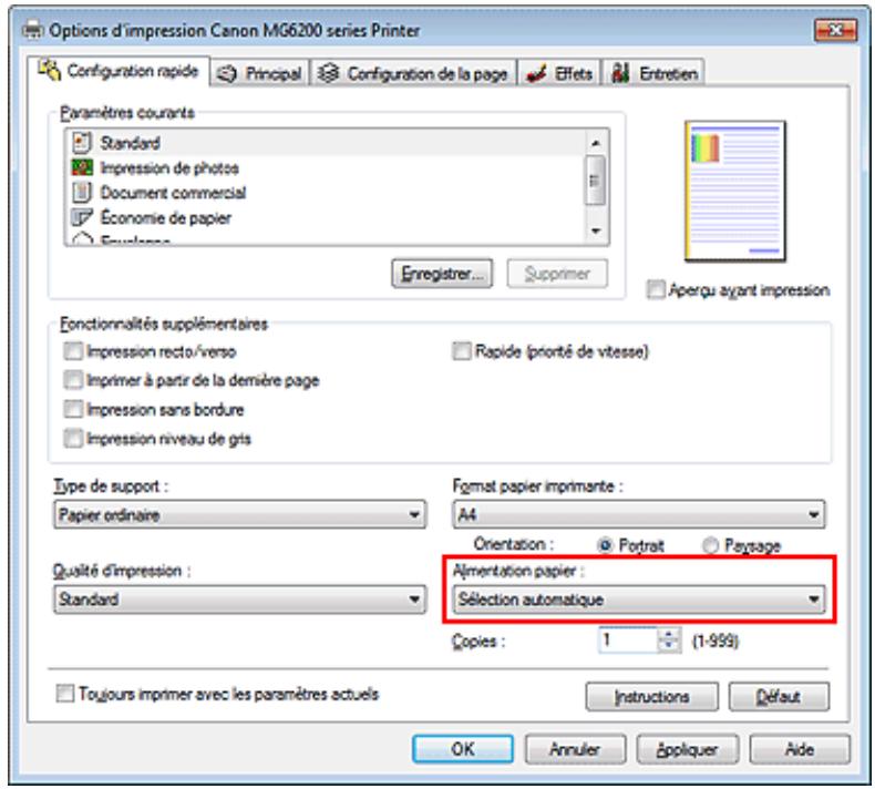 CANON PIXMA MG6250 - Sélectionnez l'alimentation papier. - 1