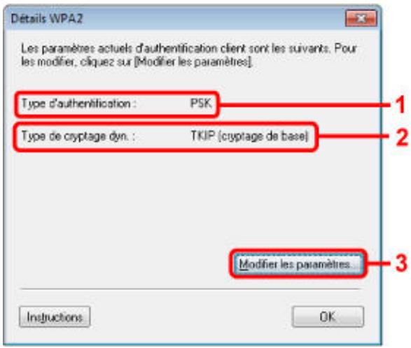CANON PIXMA MG6250 - Écran détails WPA2 - 1