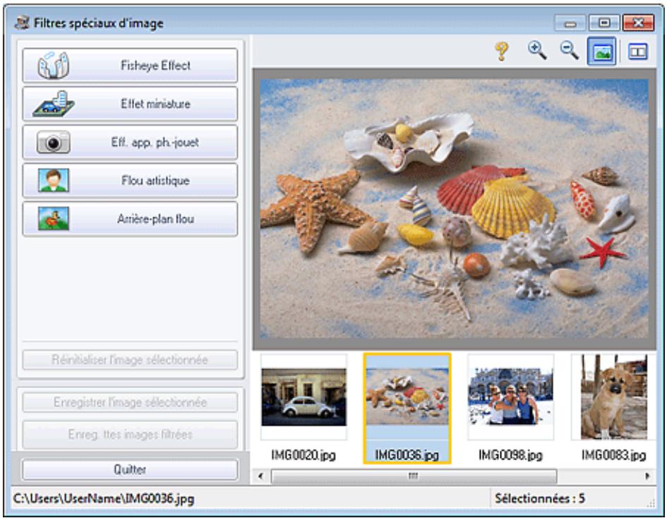 CANON PIXMA MG6250 - Sélectionnez des photos dans l'écran sélect. images, puis cliquez sur le bouton (filtres spéciaux d'image). - 1