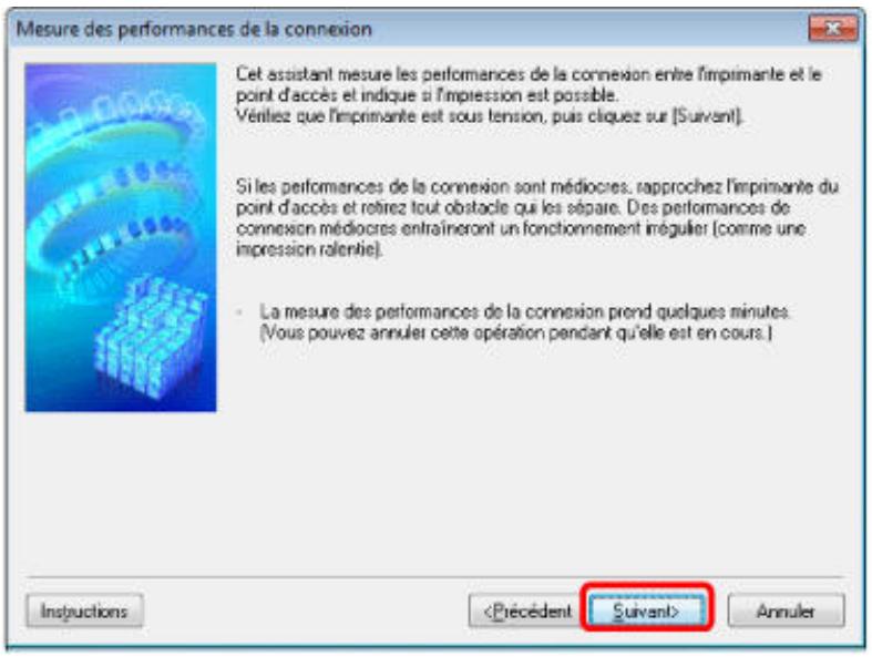 CANON PIXMA MG6250 - Écran mesure des performances de la connexion (écran initial) - 1