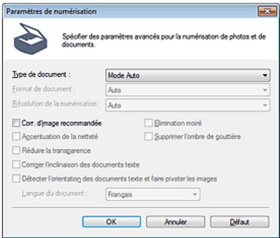 CANON PIXMA MG6250 - Boîte de dialogue paramètres de numérisation (numérisation automatique) - 1