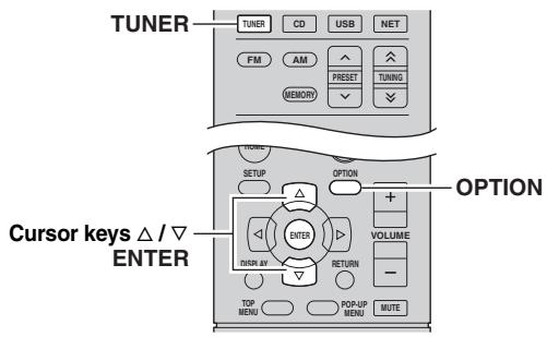 YAMAHA R-N500 - Clearing a preset station - 1