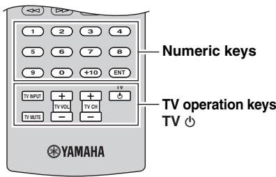 YAMAHA R-N500 - Registering the remote control code for a TV - 3