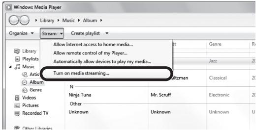 YAMAHA R-N500 - Choisissez « Diffuser en continu », puis « Activer la diffusion multimédia en continu » - 1