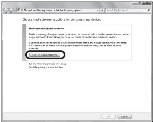 YAMAHA R-N500 - Click "Turn on media streaming." - 1
