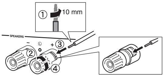 YAMAHA R-N500 - Collegamento dei cavi dei diffusori - 1