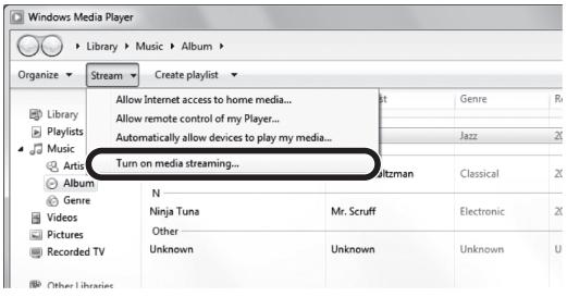 YAMAHA R-N500 - Select "Stream", then "Turn on media streaming." - 1