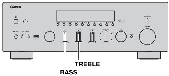YAMAHA R-N500 - De regelaars voor BASS en TREBLE afstellen - 1