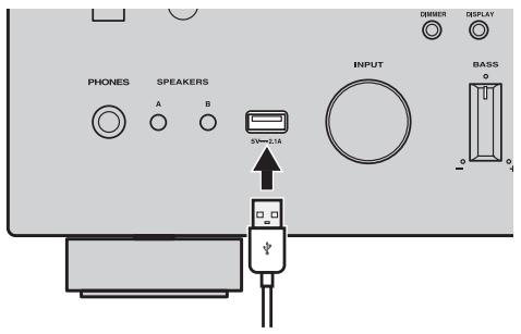 YAMAHA R-N500 - Sluit de USB-kabel aan op de USB-aansluiting. - 1