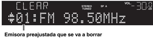 YAMAHA R-N500 - Utilice las teclas del cursor ( / ) para seleccionar la emisora presintonizada que se vaya a borrar y pulse ENTER. - 1