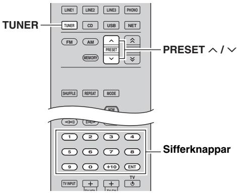 YAMAHA R-N500 - Hämta en Förinställd kanal - 1
