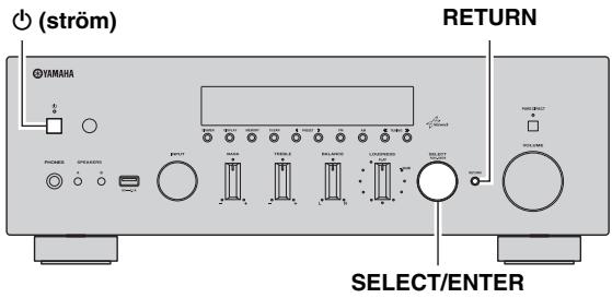 YAMAHA R-N500 - Häll innere RETURN på frontpanelen och tryck på (ström). - 1
