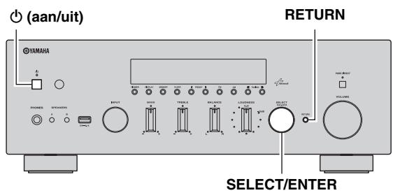 YAMAHA R-N500 - Houd RETURN op het voorpaneel ingedrukt en druk op (aan/uit). - 1
