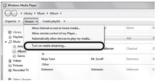 YAMAHA R-N500 - Selección "Transmitir" y "Activar la transmisión por secuencias de multimedia". - 1