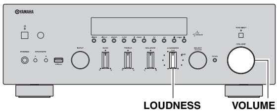 YAMAHA R-N500 - Einstellen des Reglers LOUDNESS - 1