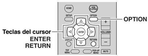 YAMAHA R-N500 - Configuración de ajustes de reproducción de differedes fuentes de reproducción (menu OPTION) - 1