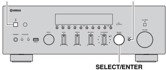 YAMAHA R-N500 - Mientras mantiene pulsado RETURN en el panel delantero, pulse (alimentación). - 1